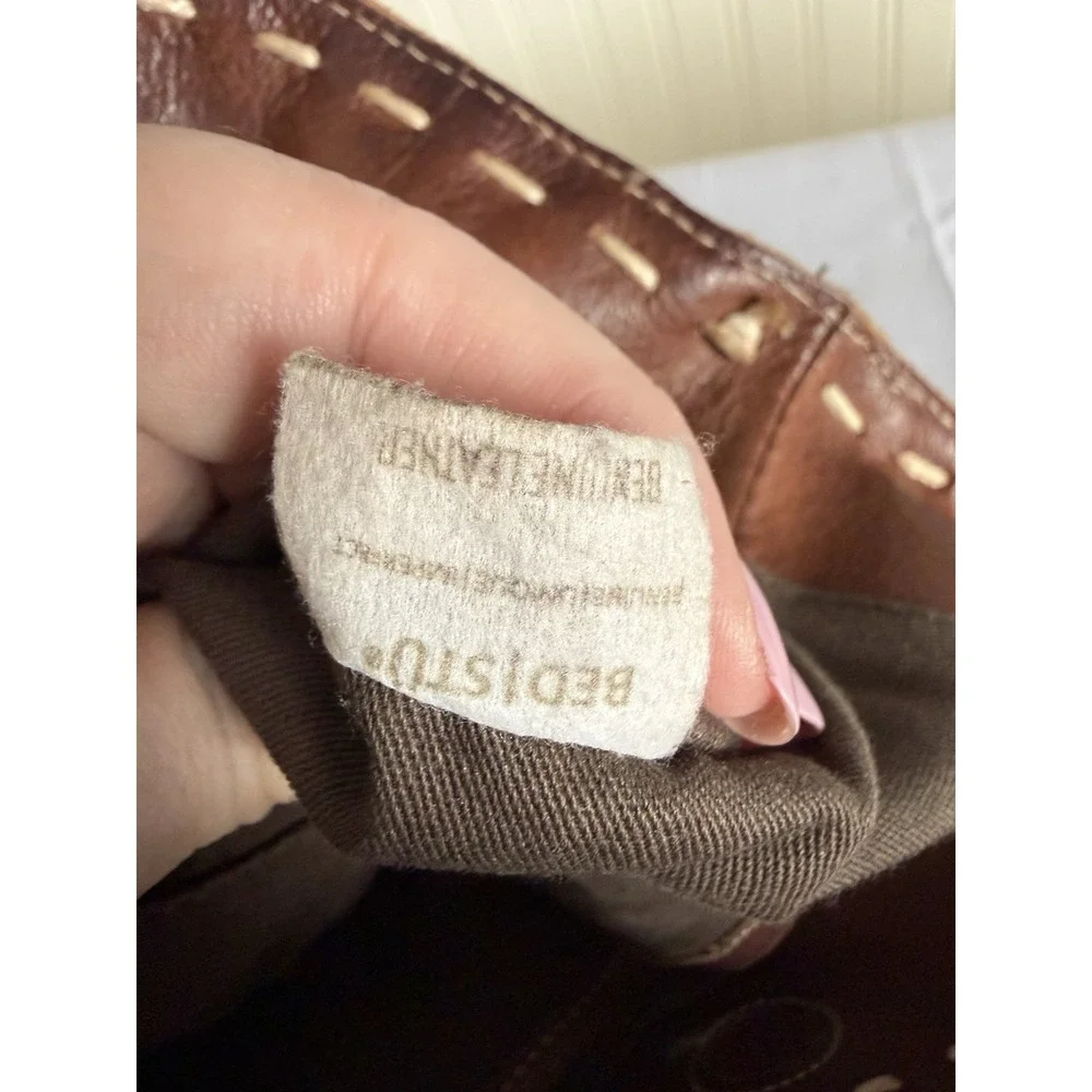 Bed Stu Leather Barra Tote Shoulder Bag Purse Handbag Brown Distressed EUC